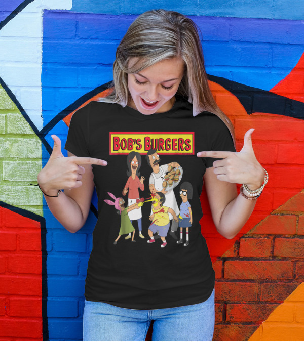 Bob's Burgers Family Fun Chaos With Burgers And Condiments T-Shirt