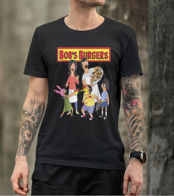 Bob's Burgers Family Fun Chaos With Burgers And Condiments T-Shirt