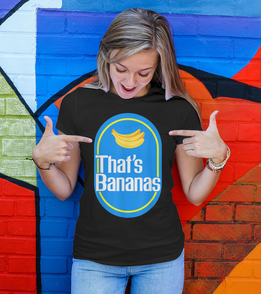 Funny That's Bananas Banana Sticker Blue Oval T-Shirt