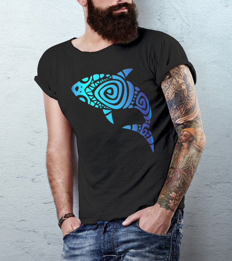 Hawaii Mano Tribal Shark Lover Week Spiral T-Shirt