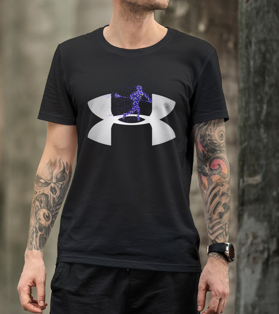 Under Armour Lacrosse Player Icon On Dark T-Shirt