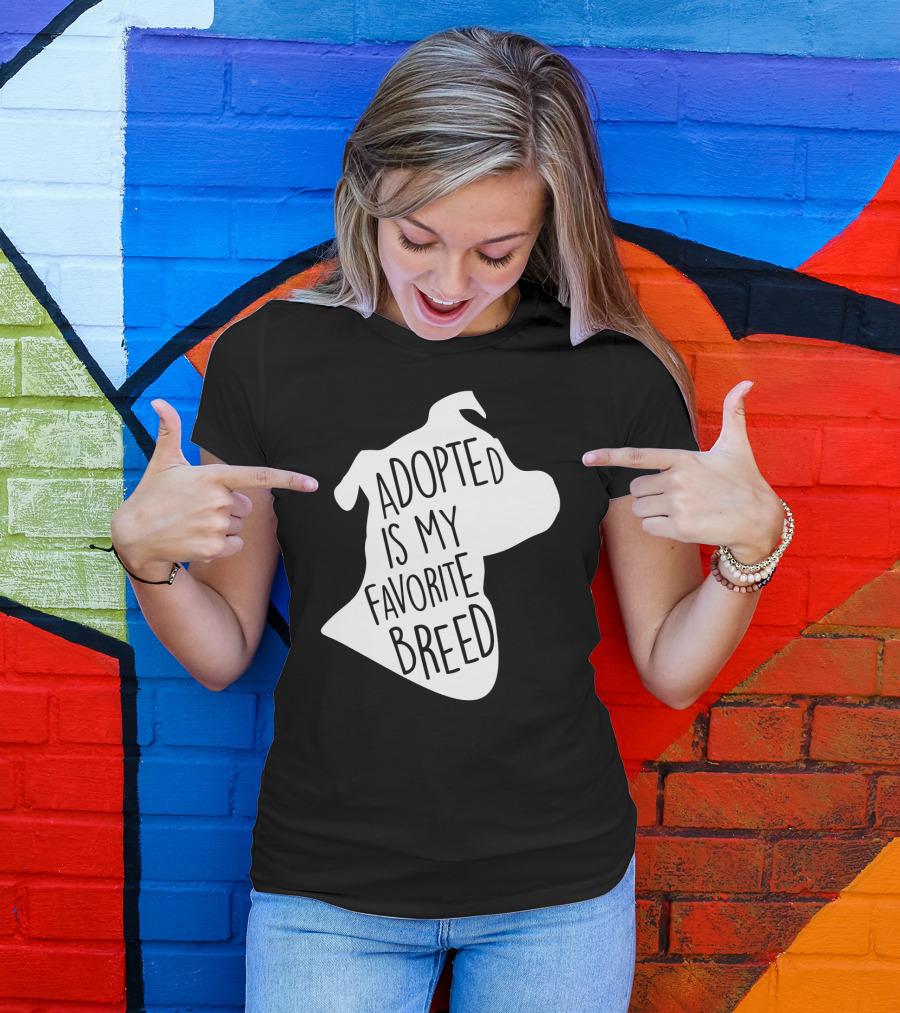 Adopted Is My Favorite Breed Dog Silhouette Outline T-Shirt