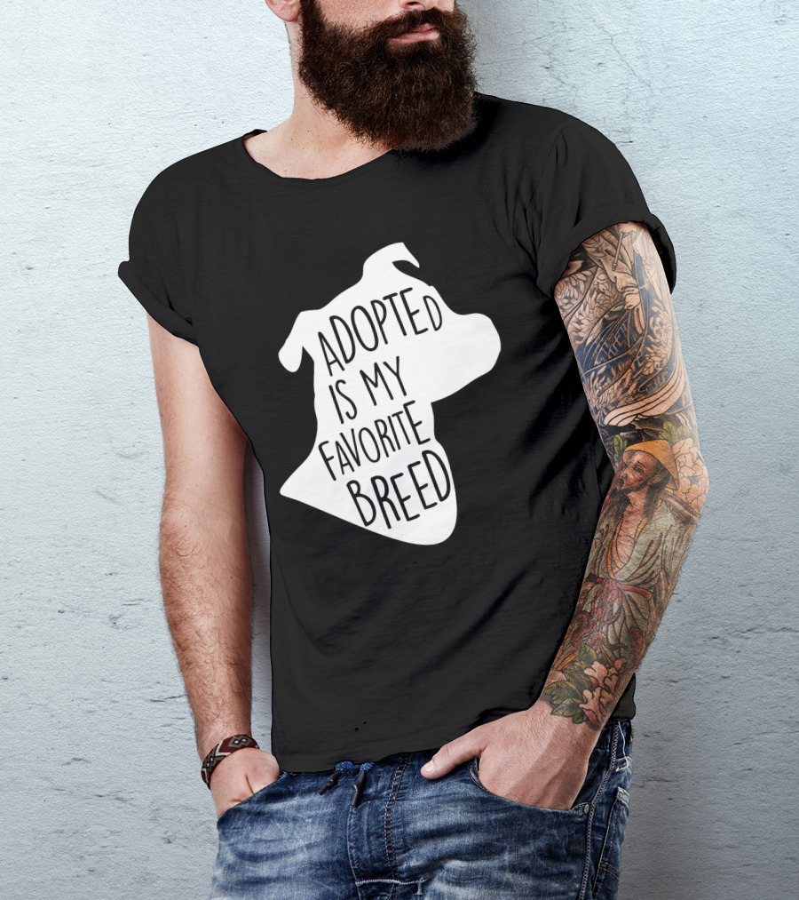 Adopted Is My Favorite Breed Dog Silhouette Outline T-Shirt