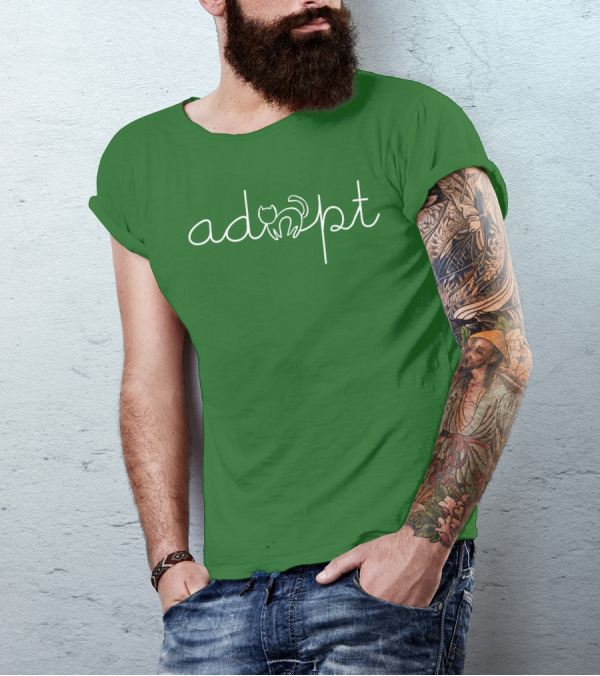 Adopt A Cat With Minimalist Line Art Cat T-Shirt