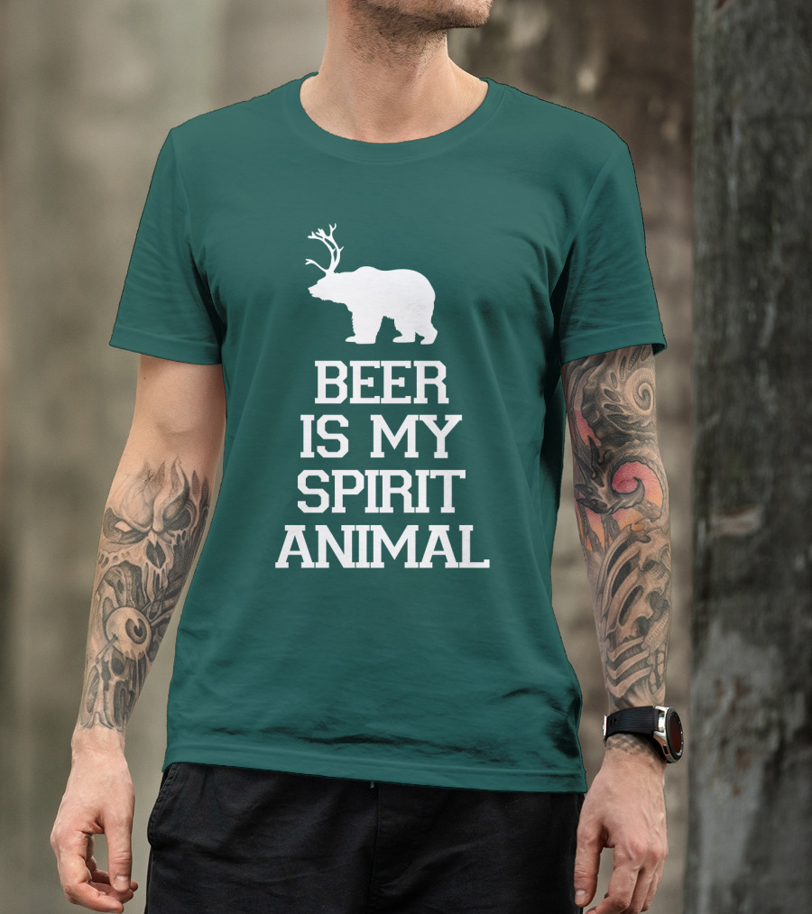 Beer Is My Spirit Animal Bear With Antlers T-Shirt