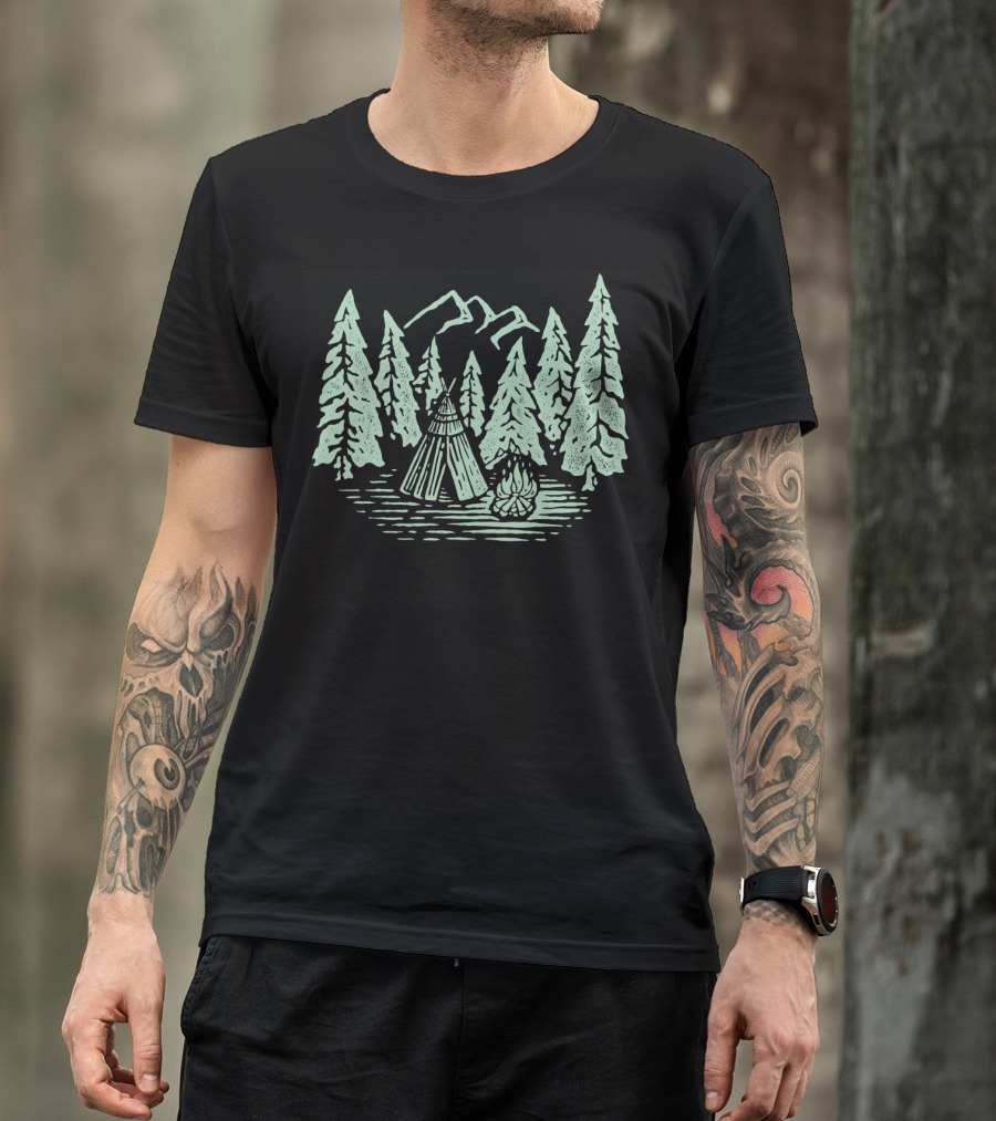 Campfire In A Forest Of Jungle Trees T-Shirt