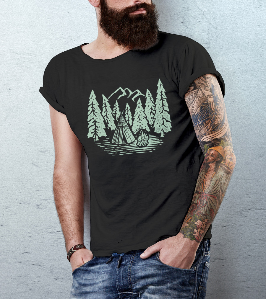 Campfire In A Forest Of Jungle Trees T-Shirt