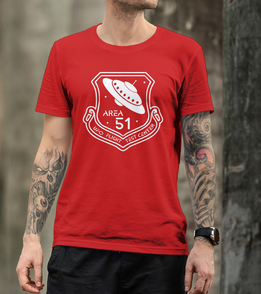 Area 51 UFO Flight Test Center Badge With Flying Saucer Emblem T-Shirt
