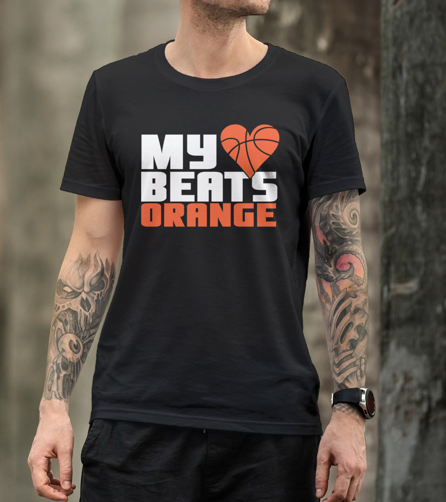 My Heart Beats Orange Basketball T-Shirt
