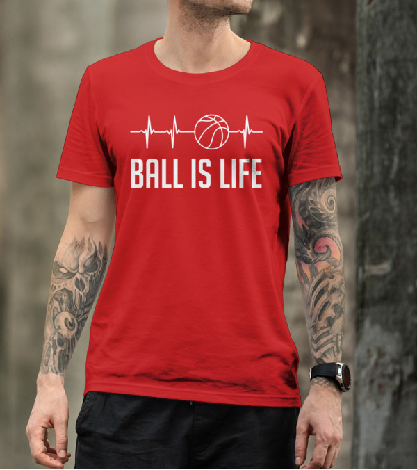 Ball Is Life Basketball Heartbeat T-Shirt