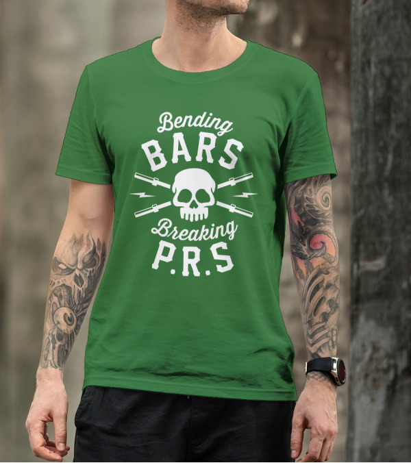 Bending Bars Breaking PRs Skull With Barbells T-Shirt