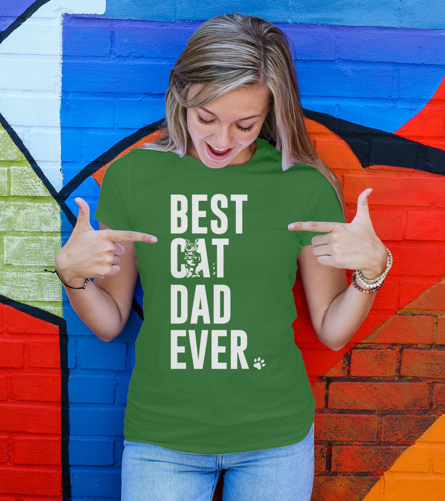 BEST CAT DAD EVER Cat And Paw T-Shirt
