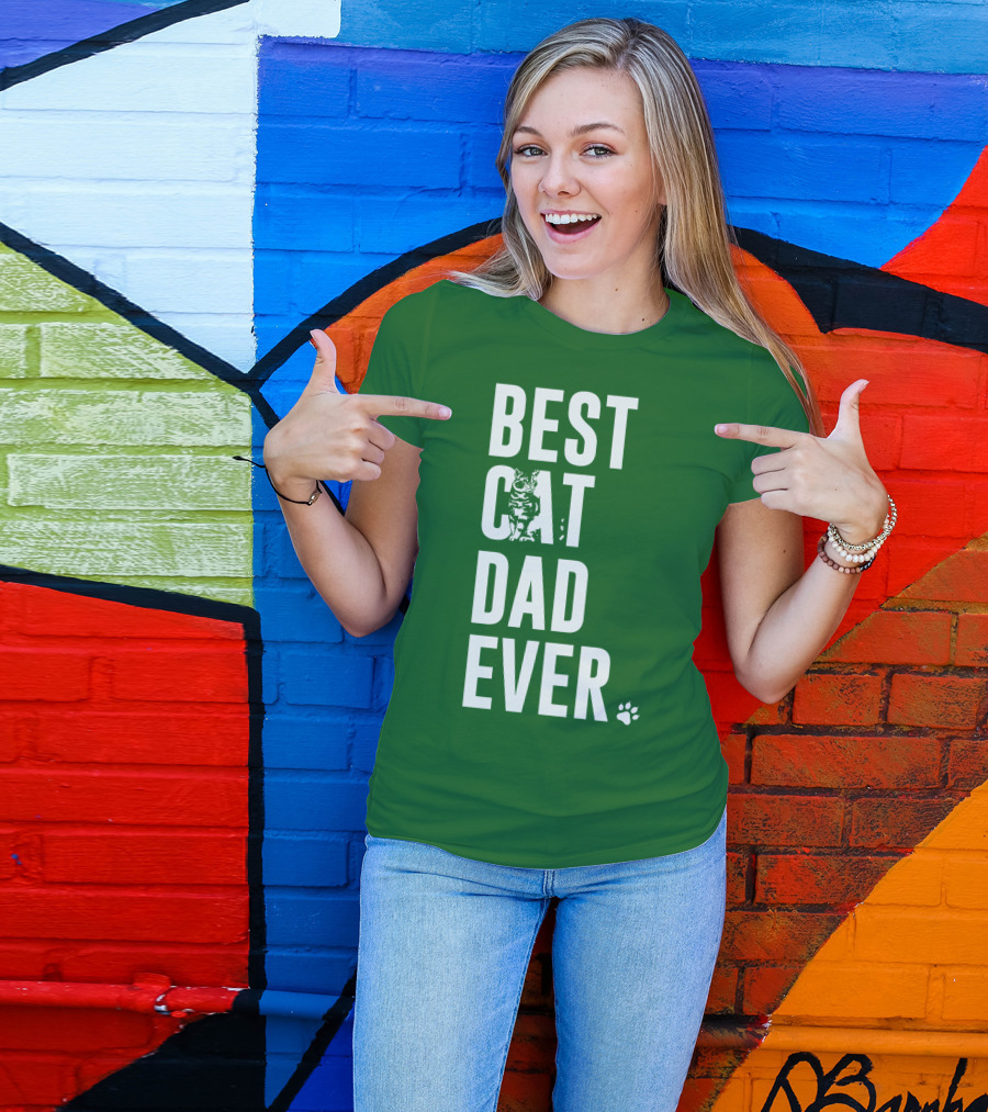 BEST CAT DAD EVER Cat And Paw T-Shirt