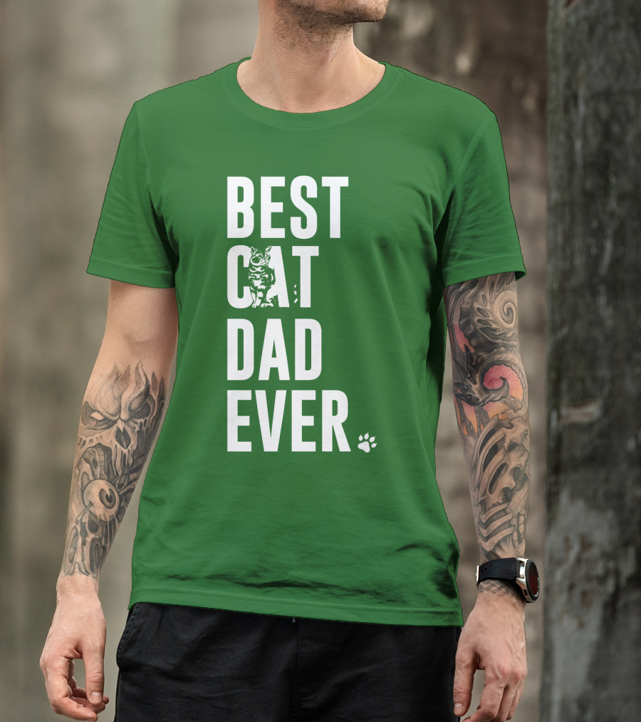 BEST CAT DAD EVER Cat And Paw T-Shirt