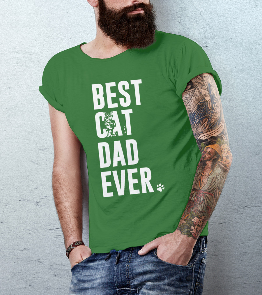 BEST CAT DAD EVER Cat And Paw T-Shirt