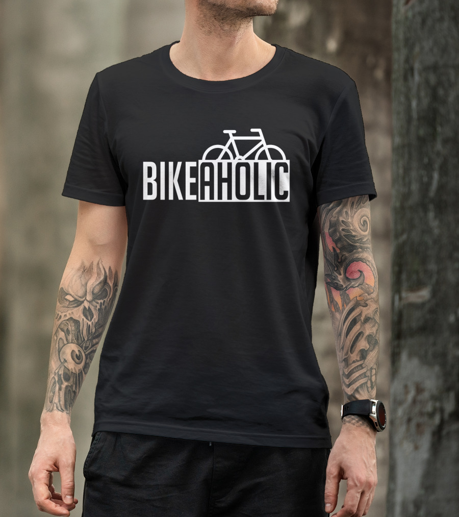 Bikeaholic Bike Typography With Bicycle T-Shirt