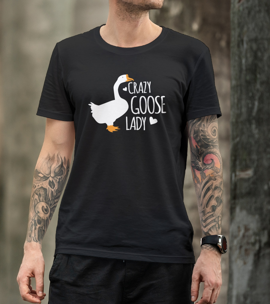 Crazy Goose Lady Heart Love T-Shirt
