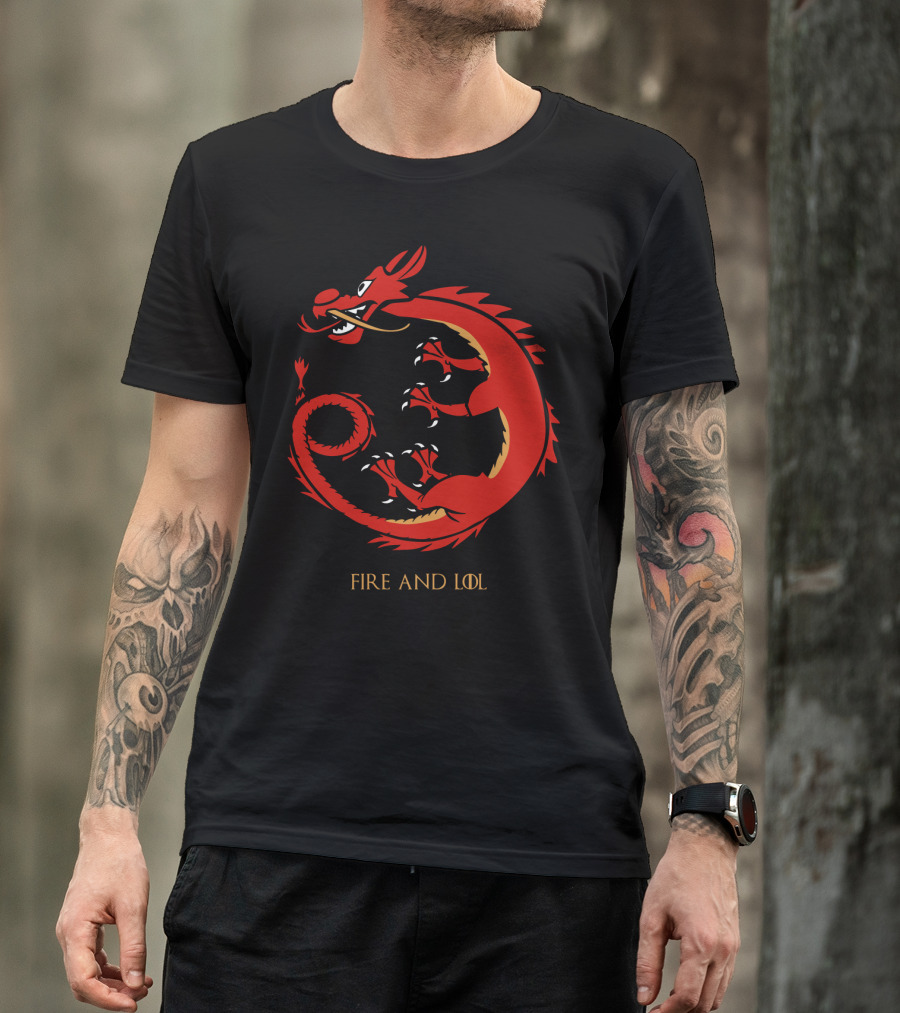 Fire And Lol Red Dragon Chinese T-Shirt