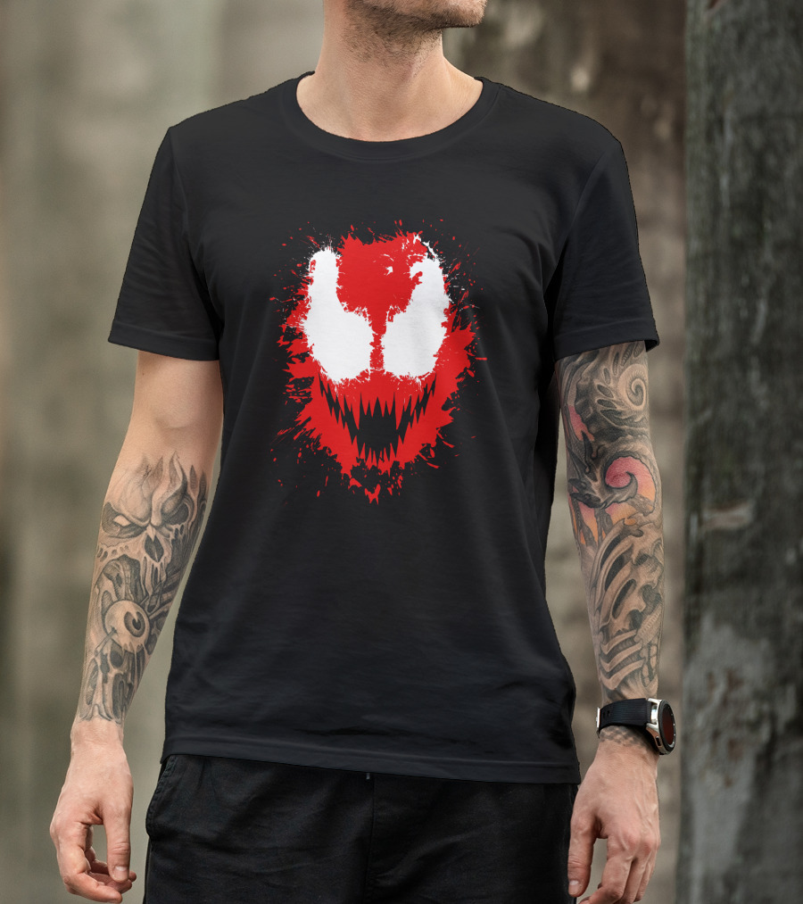 Carnage Marvel Villain Symbiote Red And Black Iconic Mask T-Shirt
