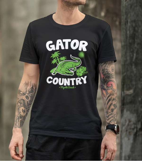 Gator Country Myrtle Beach South Carolina Palm Trees Sun Hibiscus T-Shirt