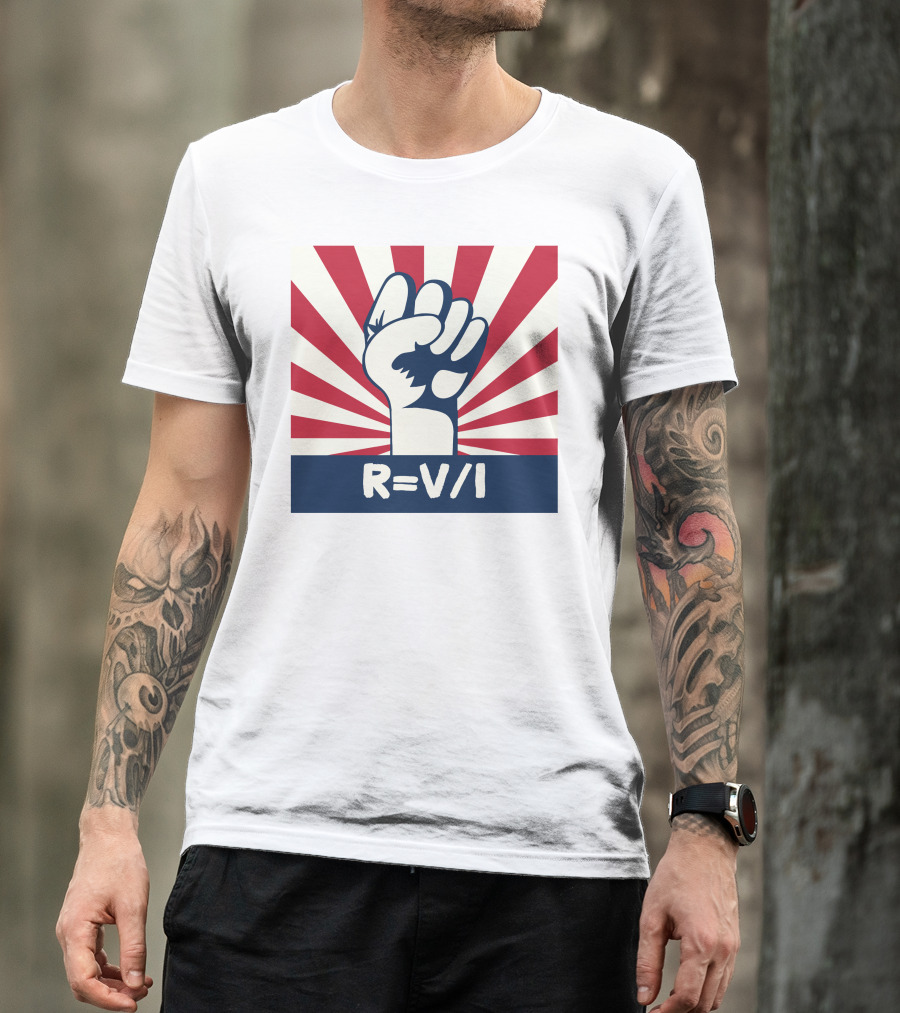 RESIST FIST R=V/I Ohm's Law Of Resistance Sunburst Fist T-Shirt