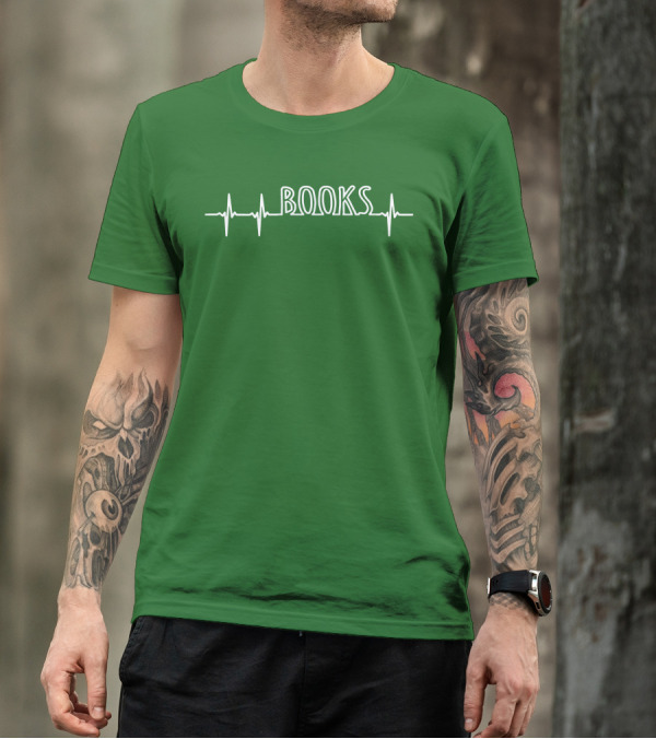 Books Heartbeat EKG Line T-Shirt