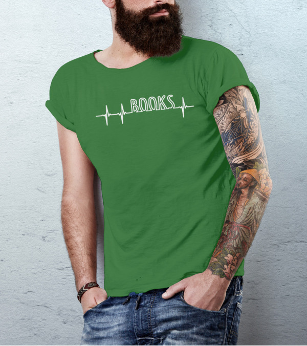Books Heartbeat EKG Line T-Shirt