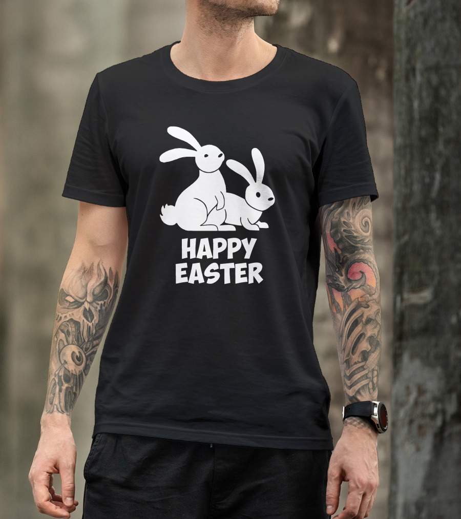 Happy Easter Bunnies Rabbit Pair T-Shirt