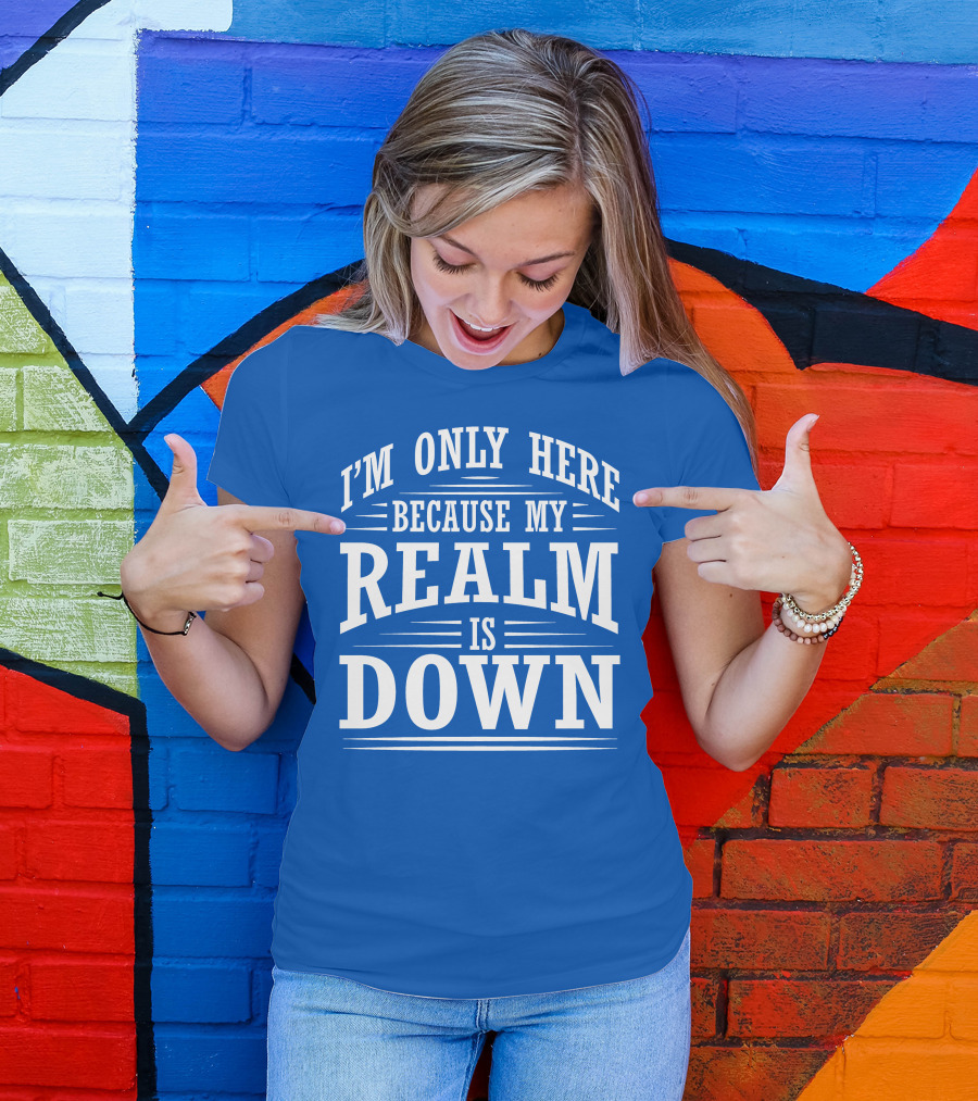 I'm Only Here Because My Realm Is Down Gaming Humor T-Shirt