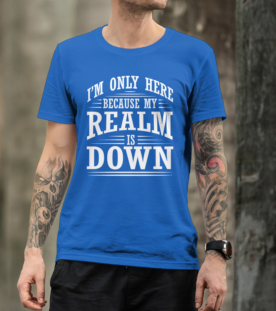 I'm Only Here Because My Realm Is Down Gaming Humor T-Shirt