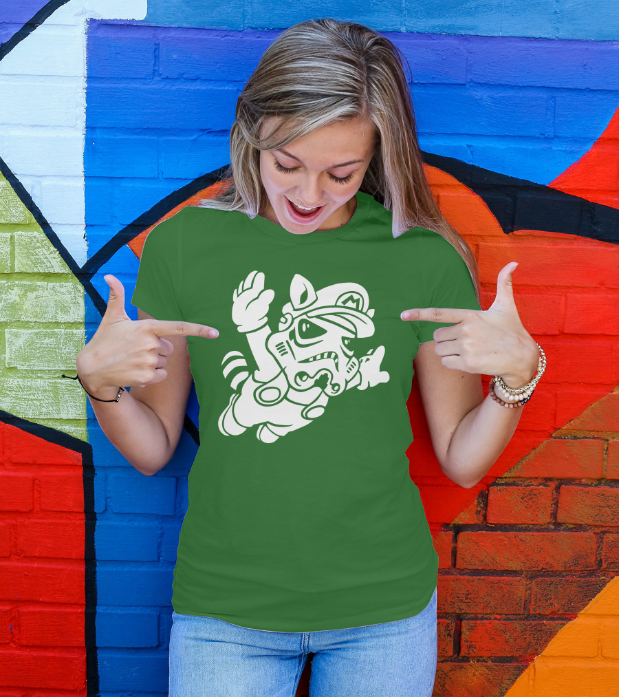 Tanooki Trooper Mashup M Helmet Raccoon Tail T-Shirt