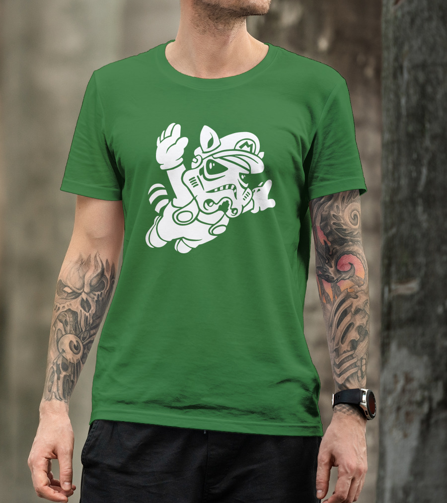 Tanooki Trooper Mashup M Helmet Raccoon Tail T-Shirt