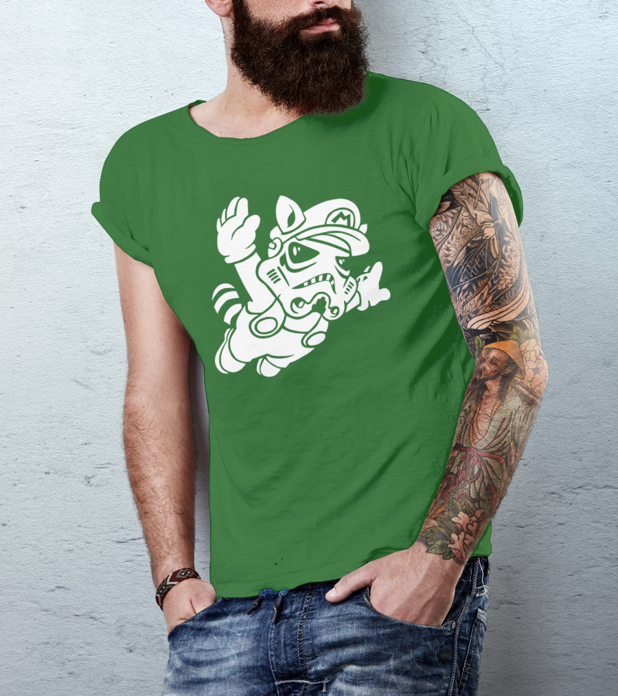 Tanooki Trooper Mashup M Helmet Raccoon Tail T-Shirt