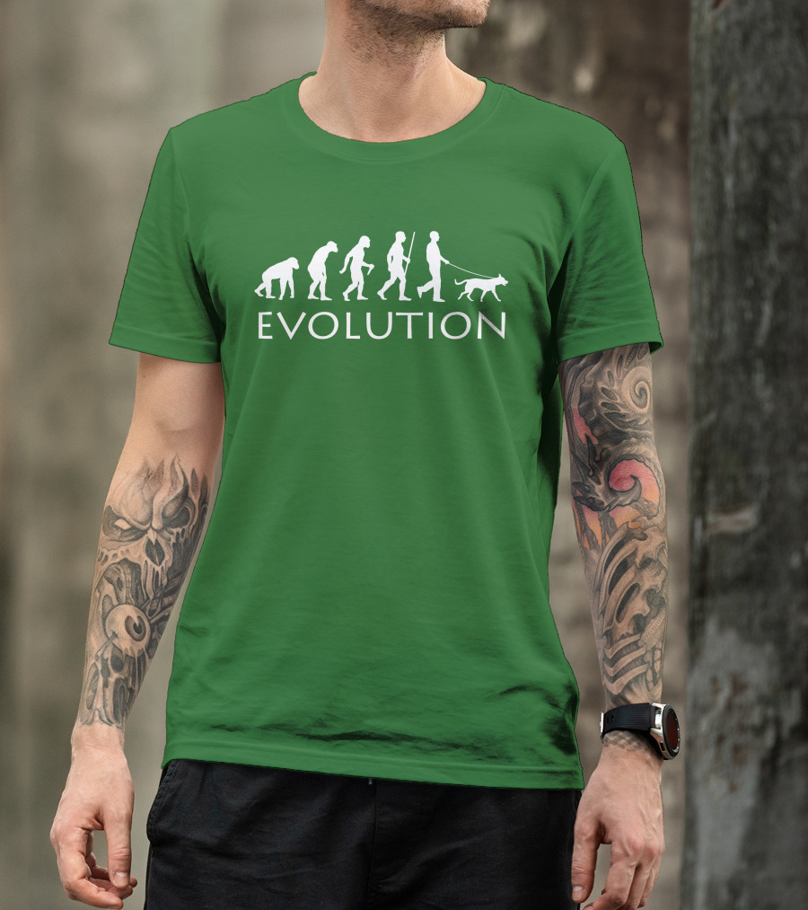 Evolution Human Dog Walker Progression Steps T-Shirt