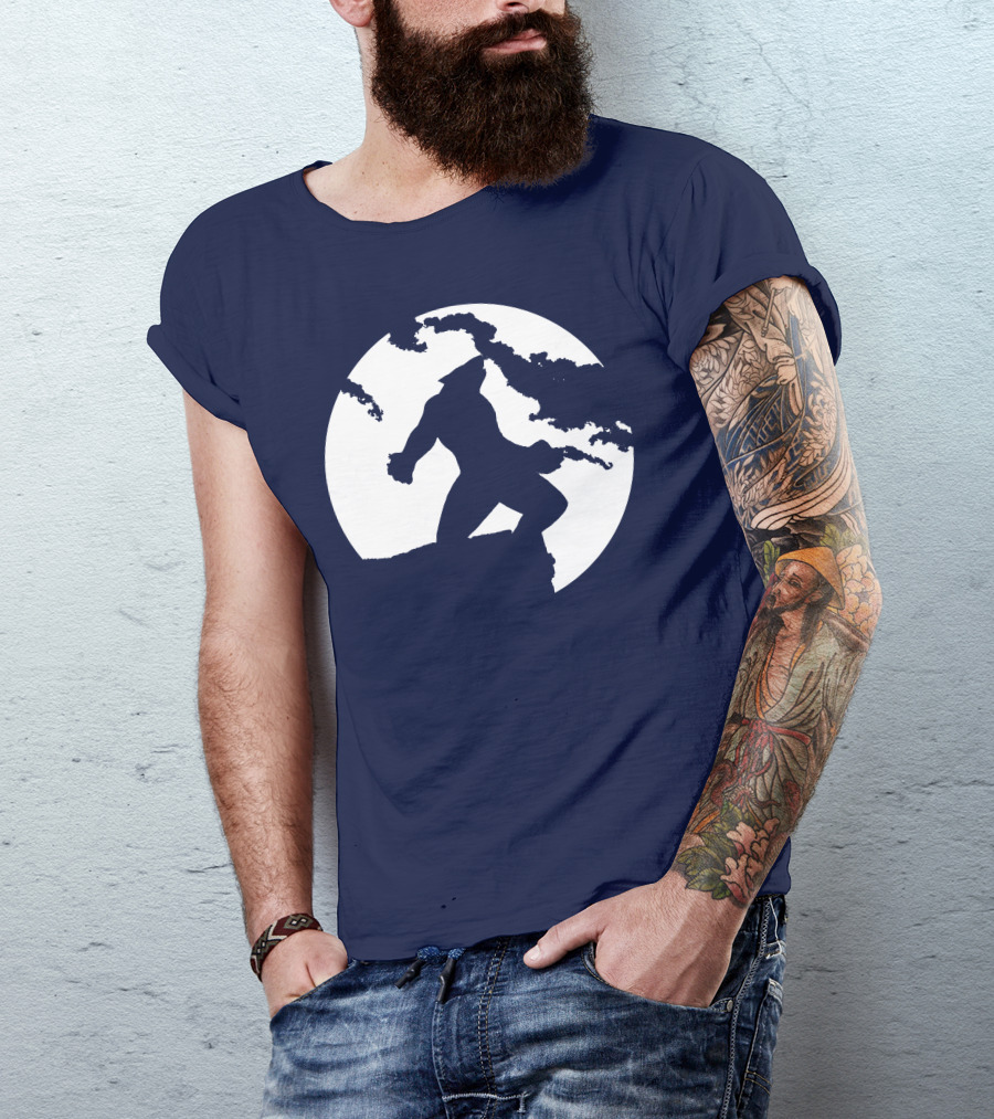 Wolf Standing Boldly Against The Moon Edge T-Shirt