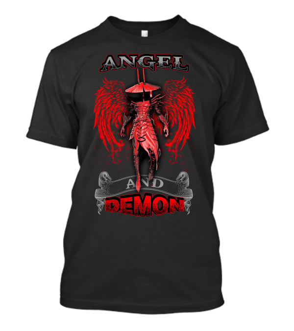 Angel And Demon Heavenly Warrior With Fiery Wings T-Shirt