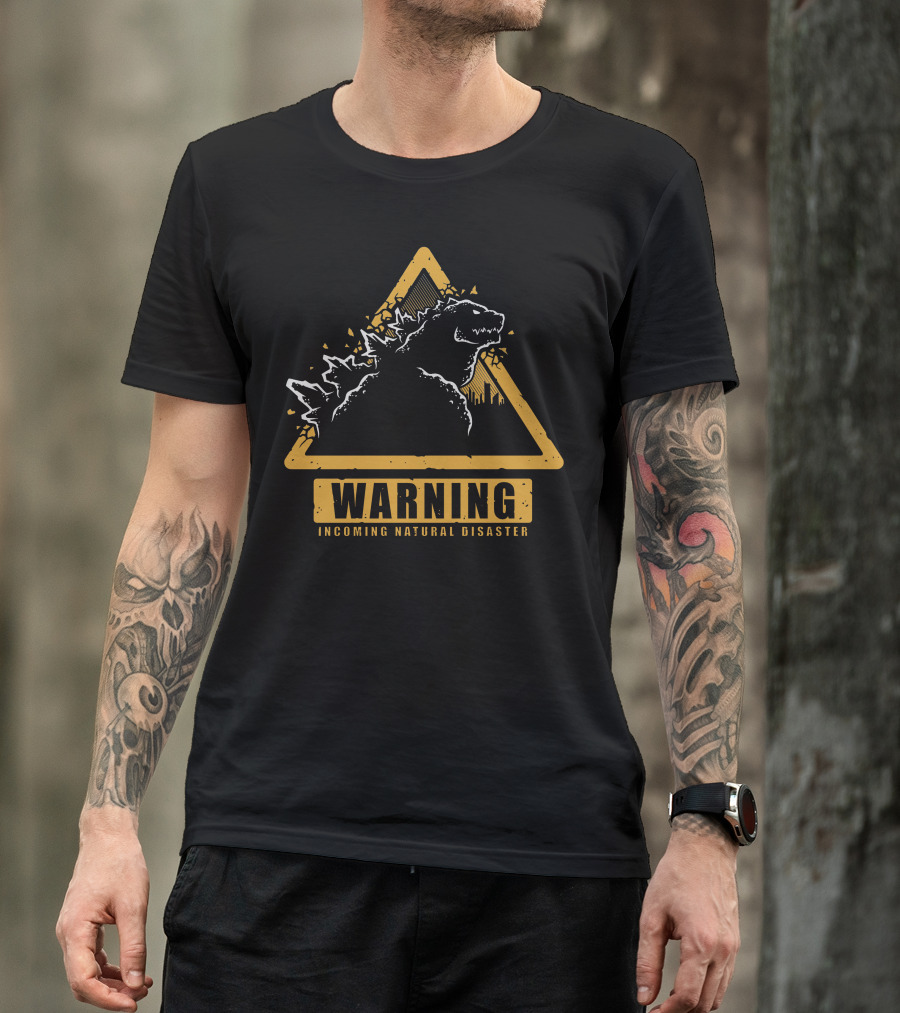 WARNING INCOMING NATURAL DISASTER TRIANGLE MONSTER OUTLINE T-Shirt