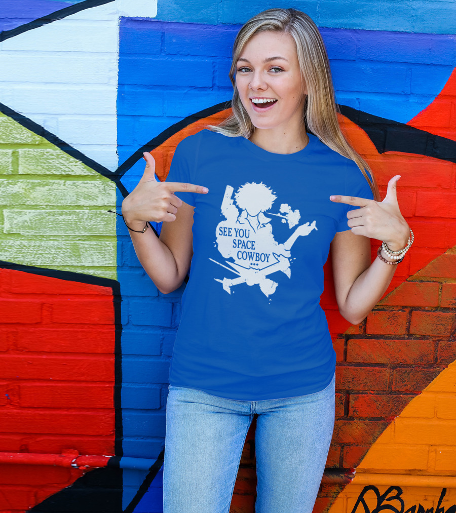 SEE YOU SPACE COWBOY Spike Silhouette Smoking Scene T-Shirt