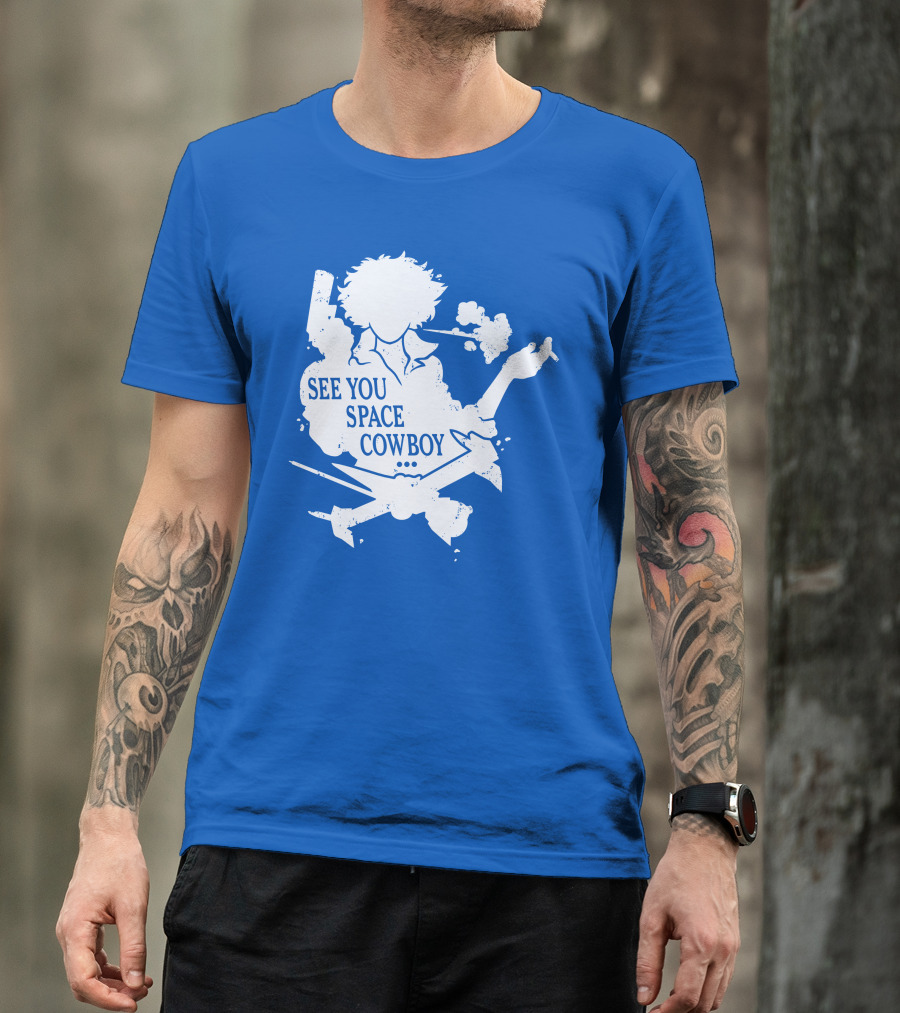 SEE YOU SPACE COWBOY Spike Silhouette Smoking Scene T-Shirt