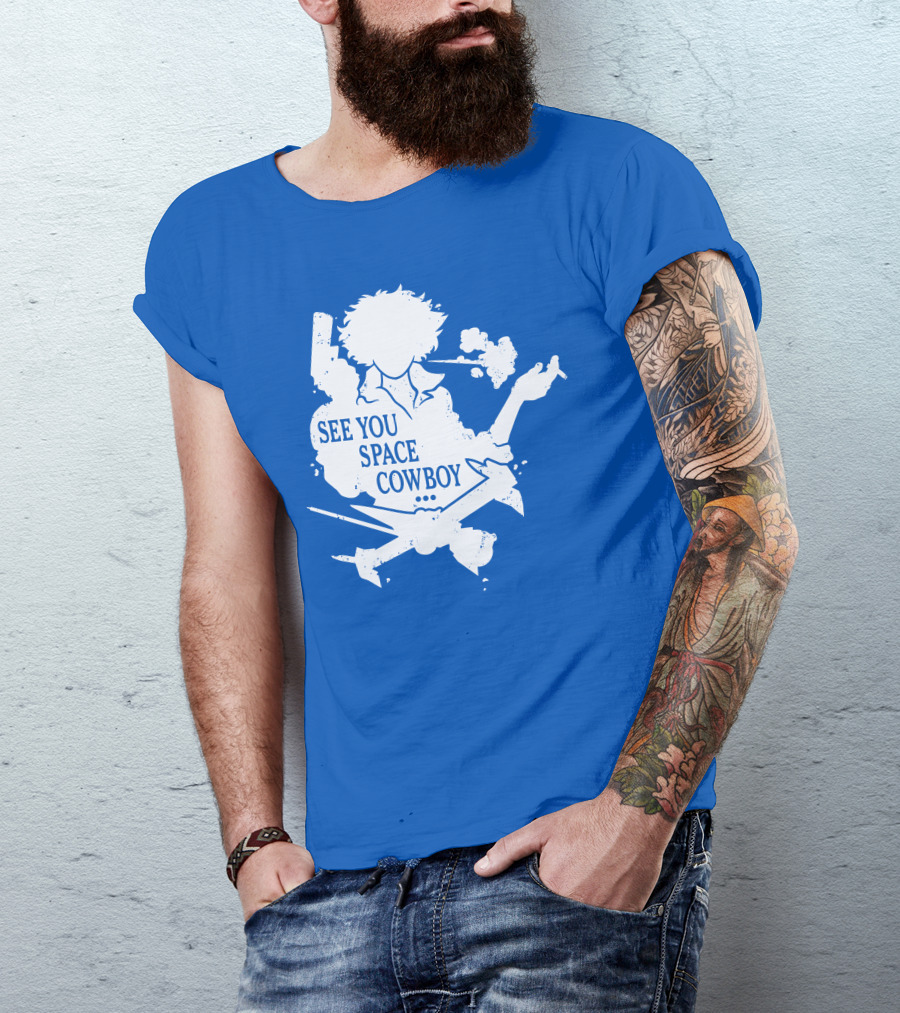 SEE YOU SPACE COWBOY Spike Silhouette Smoking Scene T-Shirt