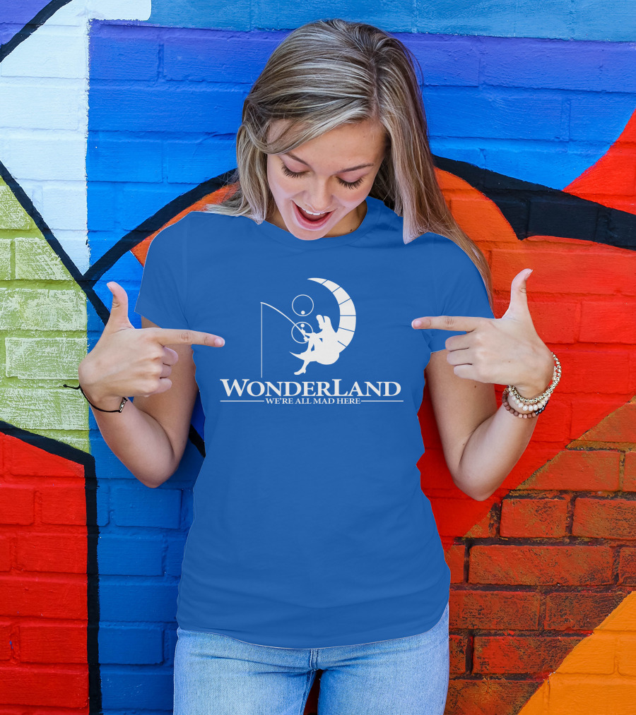 Wonderland We're All Mad Here Moon Fishing T-Shirt