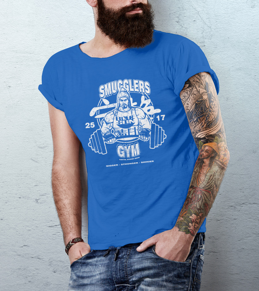 Smugglers Gym Bigger Stronger Shinier Canton Higgins Moon 25 17 T-Shirt