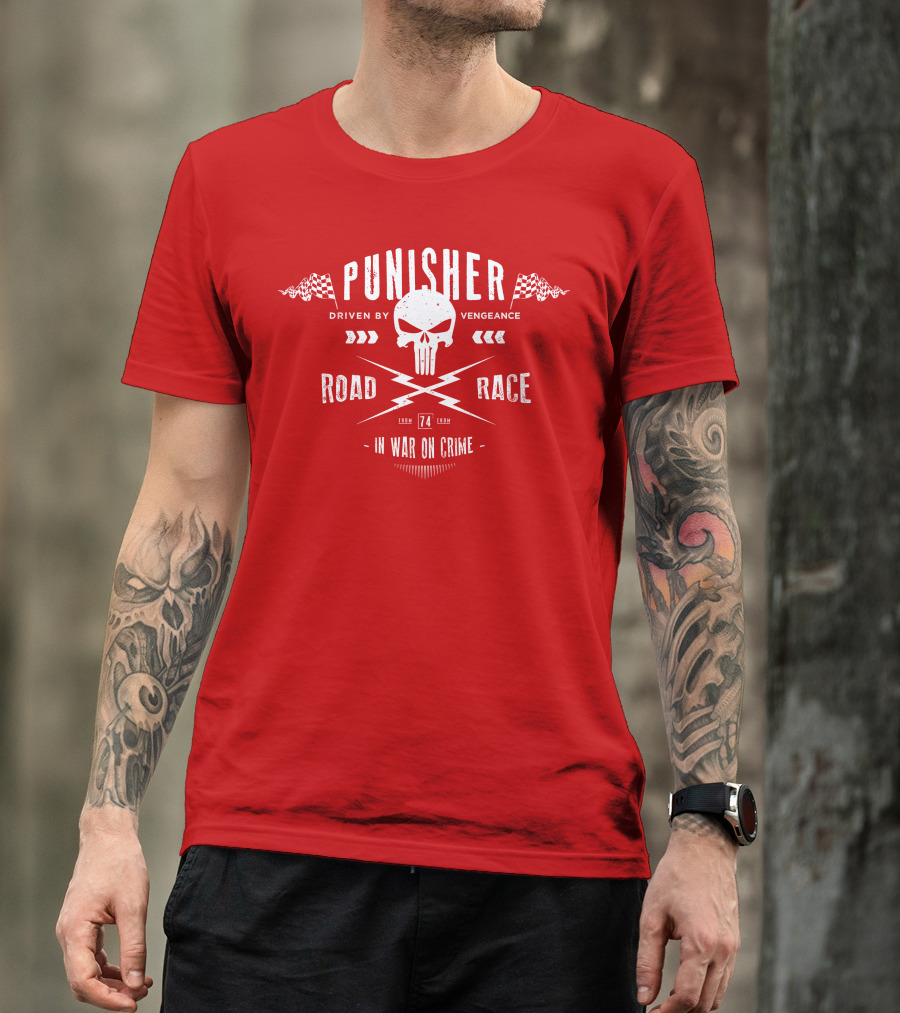 Punisher Driven By Vengeance Road Race In War On Crime T-Shirt