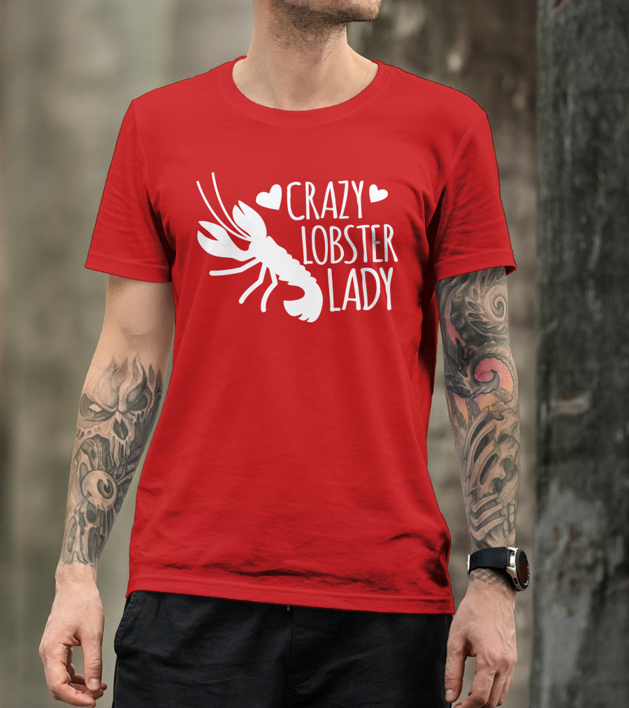 Crazy Lobster Lady With Hearts T-Shirt