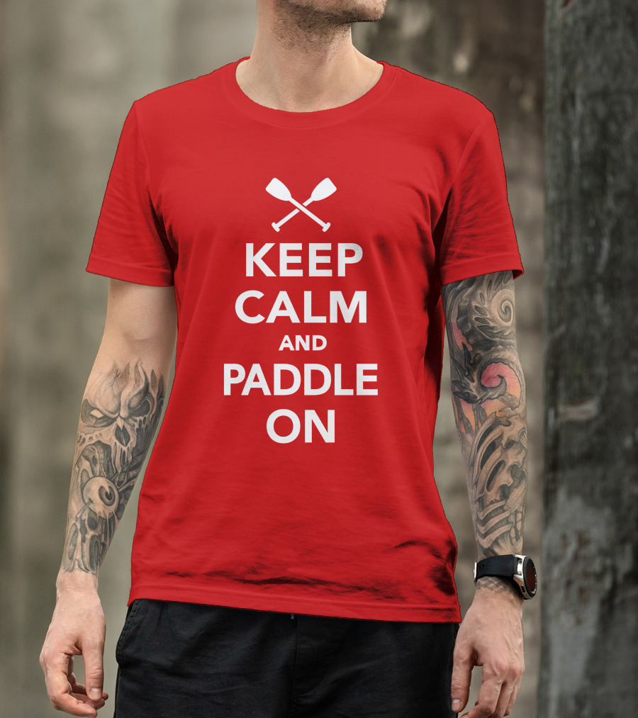 Keep Calm And Paddle On With Crossed Paddles Icon T-Shirt