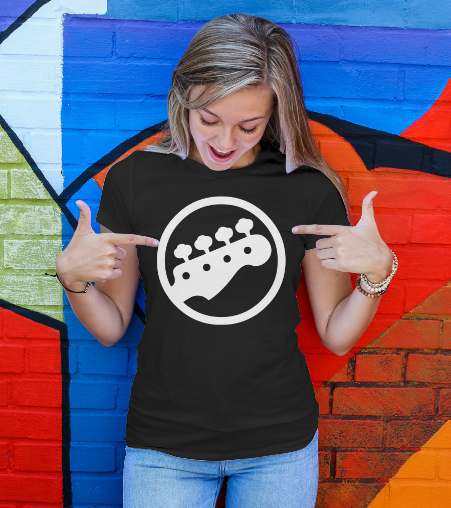 Bass Guitar Player Tuning Pegs Circle T-Shirt