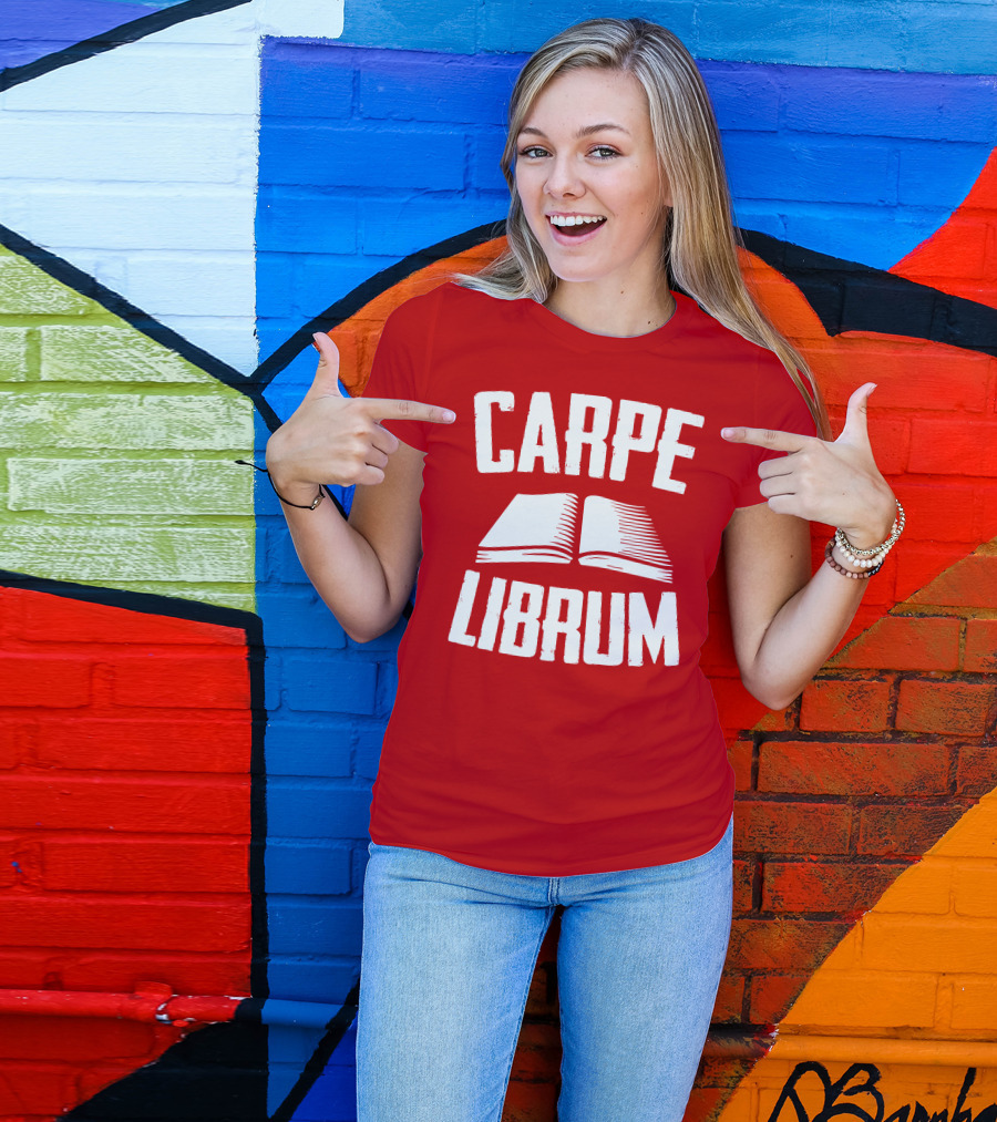 Carpe Librum Open Book Typography T-Shirt