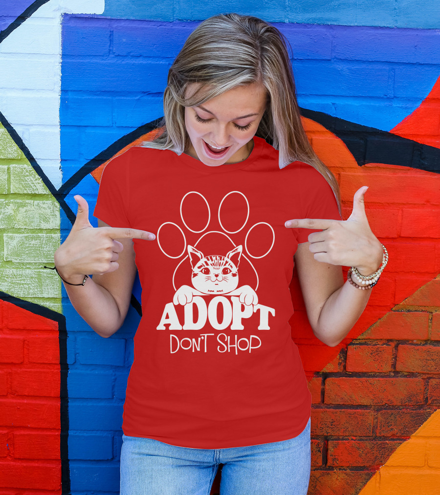 Cat Paw Adopt Don't Shop T-Shirt