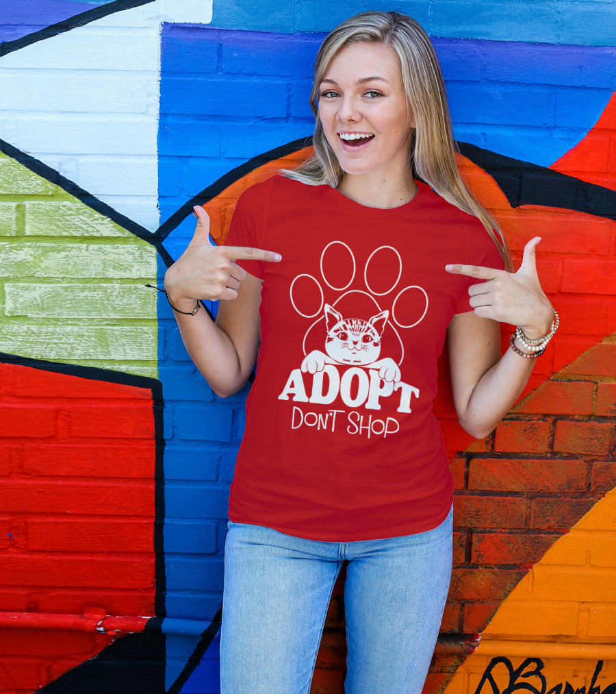 Cat Paw Adopt Don't Shop T-Shirt