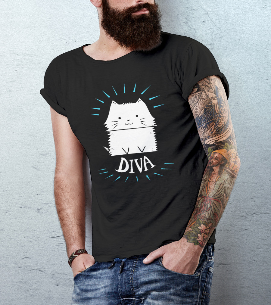 Cat Diva Cute Whiskered Feline T-Shirt